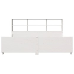 Lit bibliothèque sans matelas blanc 200x200 cm bois massif 