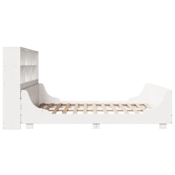 Lit bibliothèque sans matelas blanc 200x200 cm bois massif 