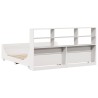 Lit bibliothèque sans matelas blanc 200x200 cm bois massif 