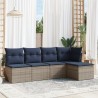 Salon de jardin 5 pcs avec coussins gris résine tressée 