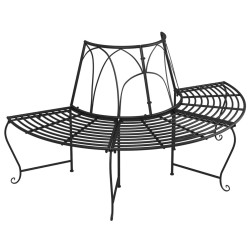 Banc demi-circulaire tour d'arbre lot de 2 Ø159 cm Noir Acier 
