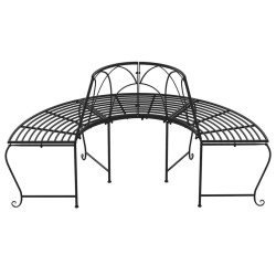 Banc demi-circulaire tour d'arbre lot de 2 Ø159 cm Noir Acier 