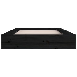 Cadre de lit sans matelas noir 75x190 cm bois massif 