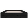 Cadre de lit sans matelas noir 75x190 cm bois massif 