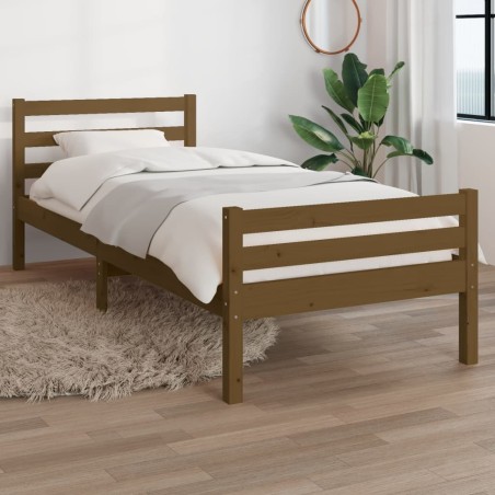 Cadre de lit sans matelas marron miel bois massif 100x200 cm 