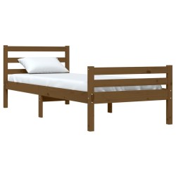 Cadre de lit sans matelas marron miel bois massif 100x200 cm 