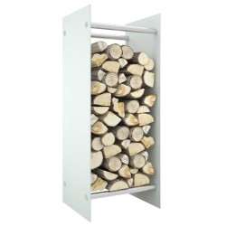 Portant de bois de chauffage Blanc 40x35x100 cm Verre trempé 