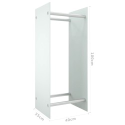 Portant de bois de chauffage Blanc 40x35x100 cm Verre trempé 