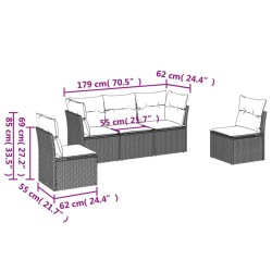 Salon de jardin avec coussins 5 pcs marron résine tressée 