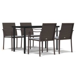Ensemble à manger de jardin 5 pcs coussins résine tressée acier 