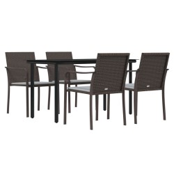 Ensemble à manger de jardin 5 pcs coussins résine tressée acier 