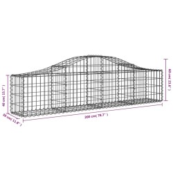 Paniers à gabions arqués 6 pcs 200x30x40/60 cm Fer galvanisé 