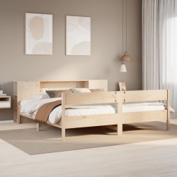 Lit bibliothèque sans matelas 200x200 cm bois massif de pin 