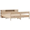 Lit bibliothèque sans matelas 200x200 cm bois massif de pin 