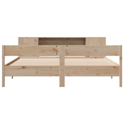 Lit bibliothèque sans matelas 200x200 cm bois massif de pin 