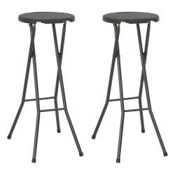 Tabouret de bar pliable lot de 2 PEHD et acier Aspect rotin 