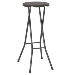 Tabouret de bar pliable lot de 2 PEHD et acier Aspect rotin 