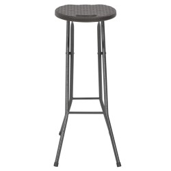 Tabouret de bar pliable lot de 2 PEHD et acier Aspect rotin 