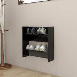 Armoire à chaussures murale noir 60x18x60 cm bois d'ingénierie 