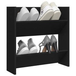 Armoire à chaussures murale noir 60x18x60 cm bois d'ingénierie 