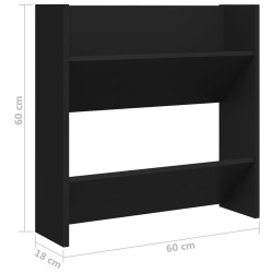 Armoire à chaussures murale noir 60x18x60 cm bois d'ingénierie 