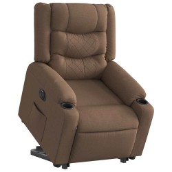 Fauteuil inclinable électrique marron tissu 