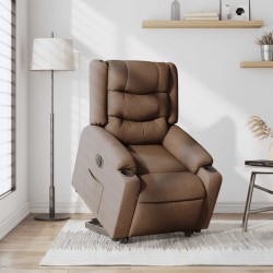 Fauteuil inclinable électrique marron tissu 