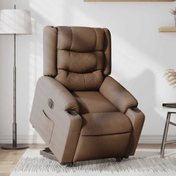 Fauteuil inclinable électrique marron tissu 