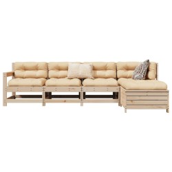 Salon de jardin 5 pcs bois de pin massif 