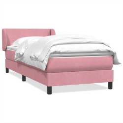 Sommier à lattes de lit avec matelas rose 90x220 cm velours 