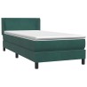 Sommier à lattes de lit et matelas vert foncé 100x210cm velours 