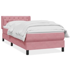 Sommier à lattes de lit avec matelas rose 80x220 cm velours 