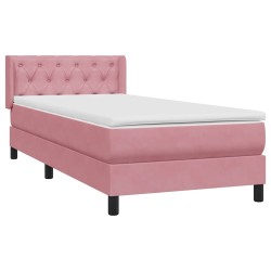 Sommier à lattes de lit avec matelas rose 80x220 cm velours 