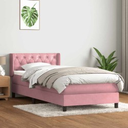 Sommier à lattes de lit avec matelas rose 80x220 cm velours 