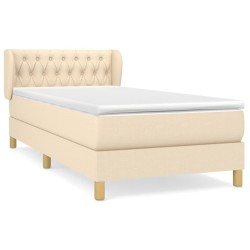 Sommier à lattes de lit et matelas Crème 90x190 cm Tissu 