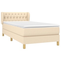 Sommier à lattes de lit et matelas Crème 90x190 cm Tissu 