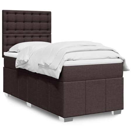 Sommier à lattes de lit avec matelas Marron foncé 90x200 cm 