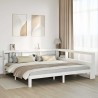 Lit bibliothèque sans matelas blanc 200x200 cm bois pin massif 