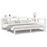 Lit bibliothèque sans matelas blanc 200x200 cm bois pin massif 