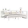 Lit bibliothèque sans matelas blanc 200x200 cm bois pin massif 