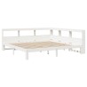 Lit bibliothèque sans matelas blanc 200x200 cm bois pin massif 