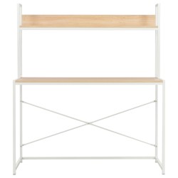 Bureau d'ordinateur Blanc et chêne 120 x 60 x 138 cm 
