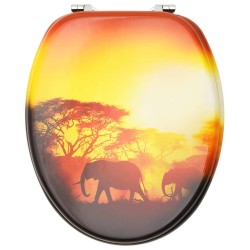 Sièges de toilette avec couvercle 2 pcs MDF Design de savane 
