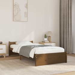 Cadre de lit sans matelas marron miel bois massif 90x190 cm 