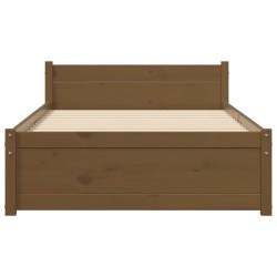 Cadre de lit sans matelas marron miel bois massif 90x190 cm 