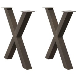 Pieds de table à manger en forme de X, 2 pièces, acier naturel, 70 x (72-73) cm 