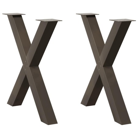 Pieds de table à manger en forme de X, 2 pièces, acier naturel, 70 x (72-73) cm 
