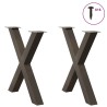 Pieds de table à manger en forme de X, 2 pièces, acier naturel, 70 x (72-73) cm 