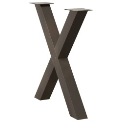 Pieds de table à manger en forme de X, 2 pièces, acier naturel, 70 x (72-73) cm 