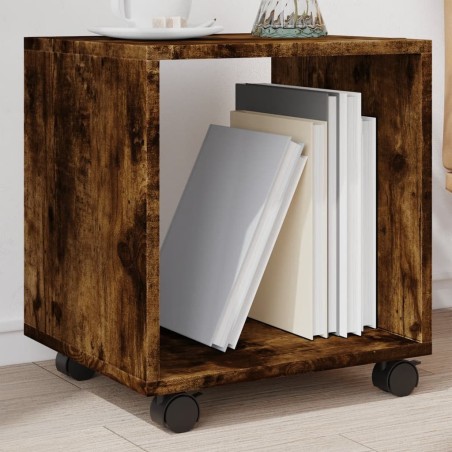 Armoire roulante chêne fumé 37x33x42,5 cm bois d'ingénierie 